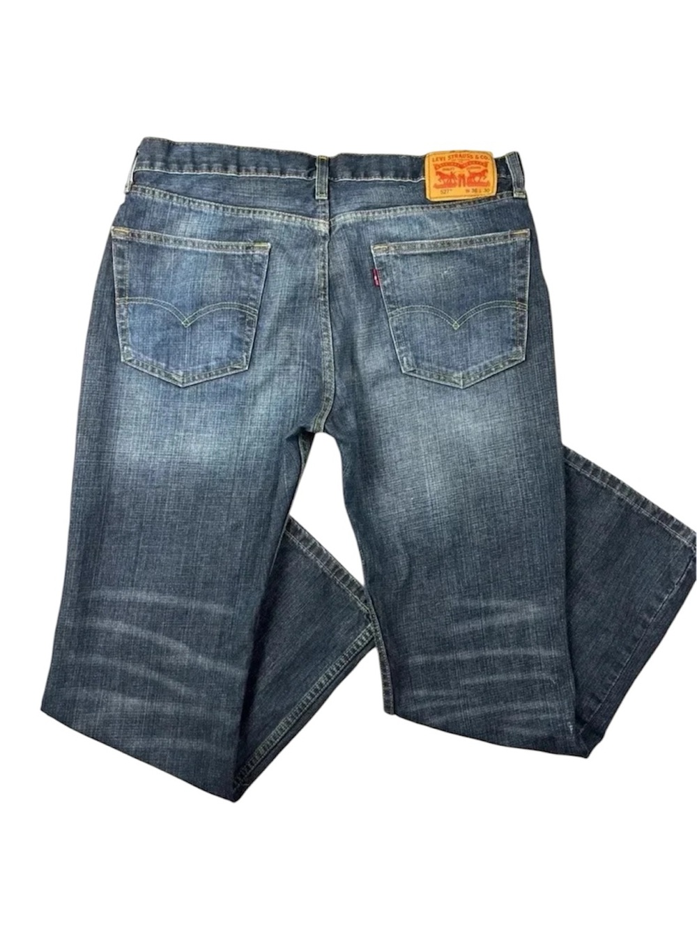 Levi’s 527 Med Wash Fading & Whiskering Mens Classic Bootcut Jeans Size 36/30‎